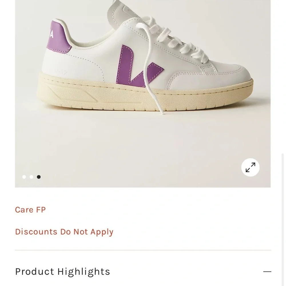 Veja V-12 Size 8 New White and Purple Sneakers Classic Design free People